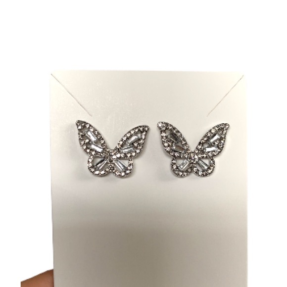 Rhinestone Butterfly Post Earrings - Picture 6 of 6